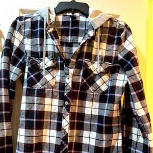 Plaid Hooded Flannel Shirt